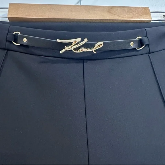 KARL LAGERFELD PARIS Black Logo Wide Leg Side Zip Dress Pant Size 10 MSRP: $109 - Picture 3 of 10